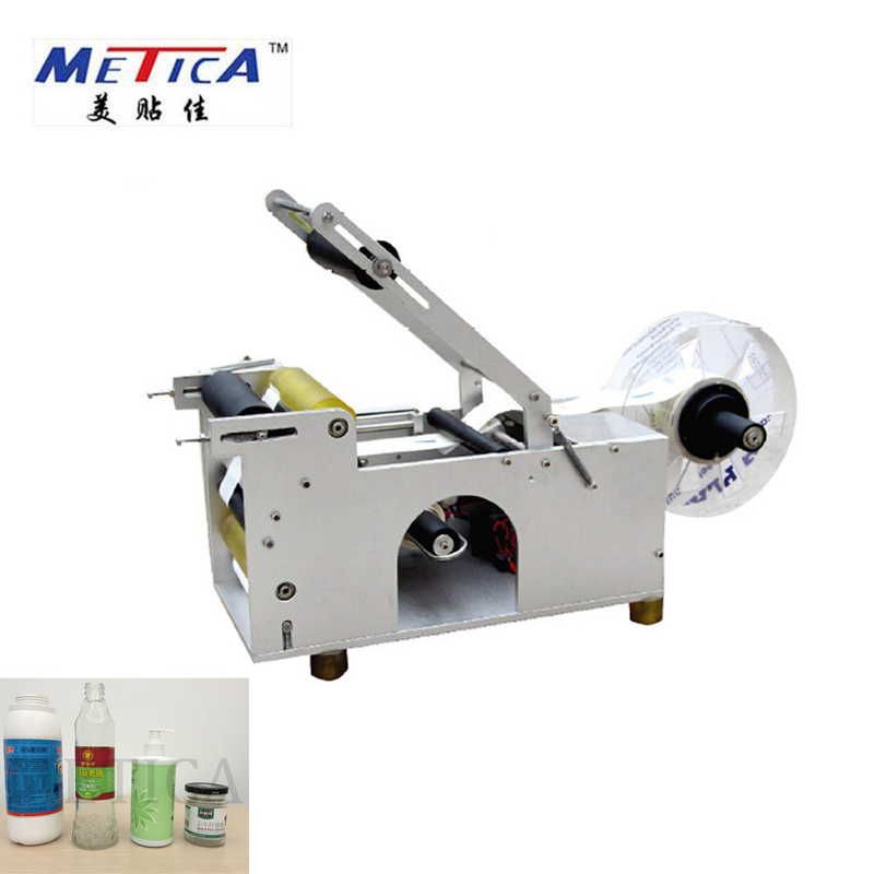 Macchina di etichettatura a basso costo per bottiglie semiautomatica carta etichetta metallica di plastica tipo 500-1000 BPH Capacità