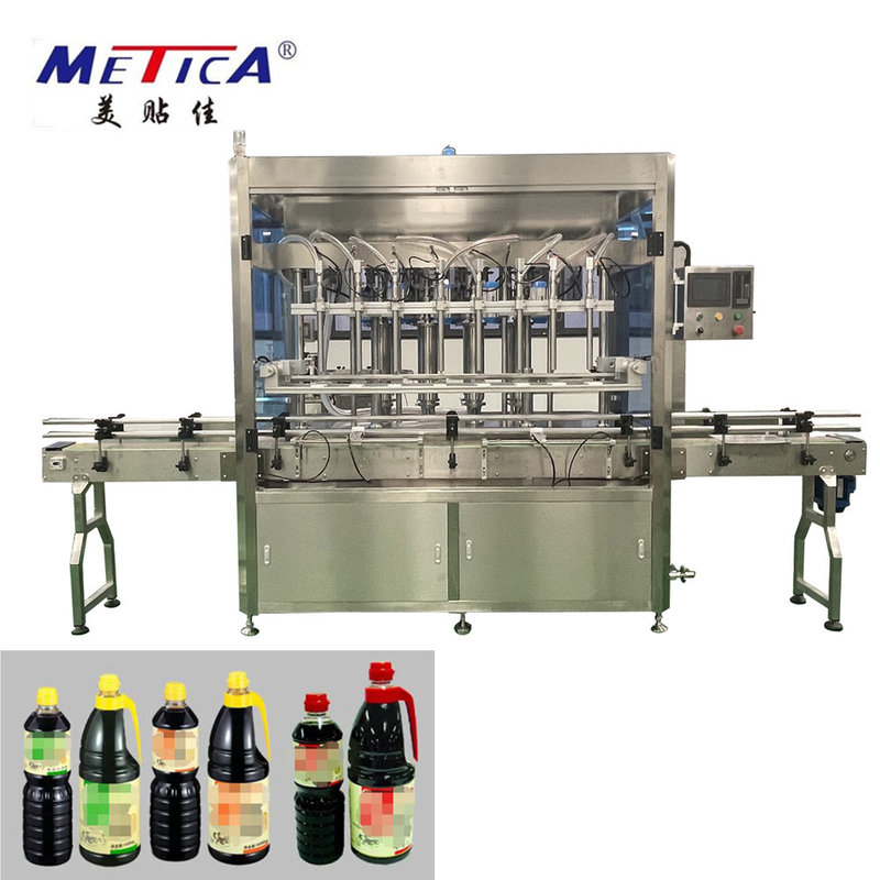 Macchina di riempimento automatico di bottiglie di salsa da 500 kg con sistema di controllo PLC e servomotore a motore